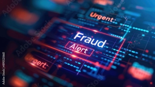 Fototapeta Email scam with Urgent: Fraud Alert on screen, Fraudulent Scheme, digital trickery and warning