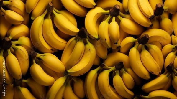 Fototapeta Fresh banana yellow background. ai generated art image