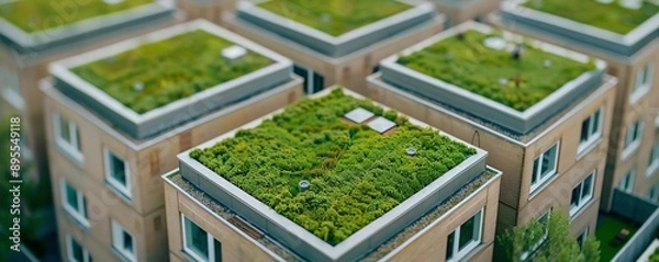 Fototapeta Green rooftops with recreational spaces, Environment, Enhancing urban environments