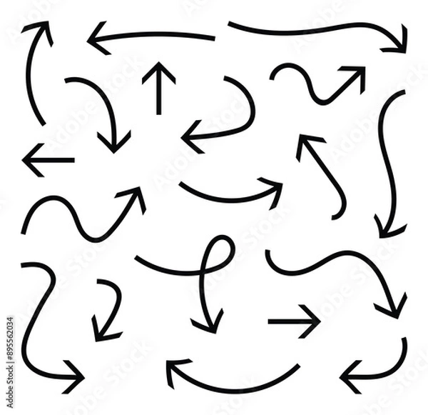 Fototapeta Set of Thin Line Arrow Collection Vector Design