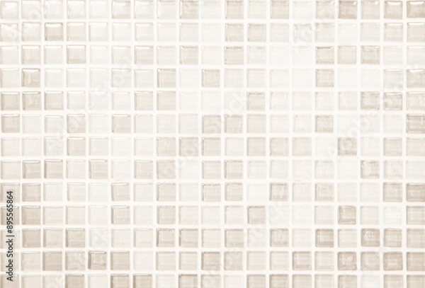 Fototapeta White and Cream ceramic tile wall texture and seamless background. High resolution photo.