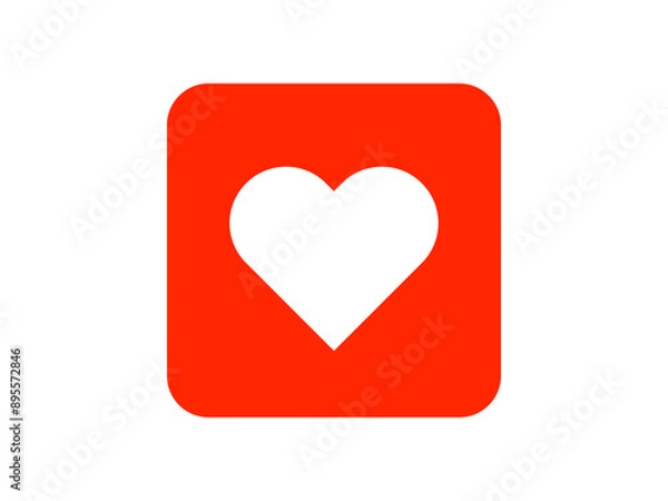 Fototapeta 幾何学的ハート角丸マーク：赤