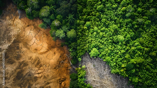 Obraz Half vibrant forest, half arid land