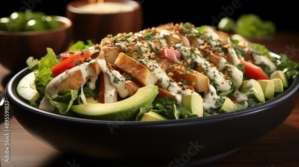 Fototapeta Ultra realistic and delicious looking Caesar salad