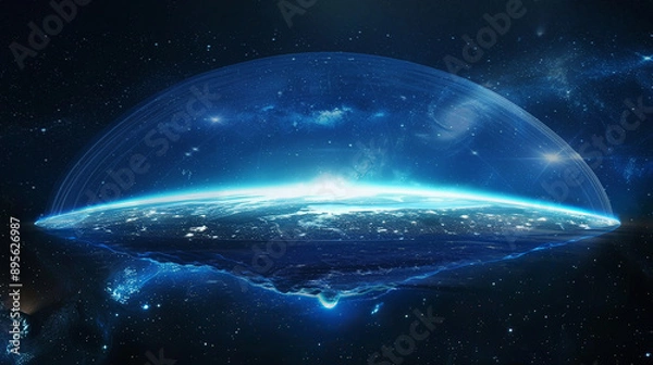 Obraz a flat earth under a dome in space