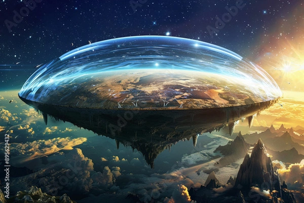 Obraz a flat earth under a dome in space