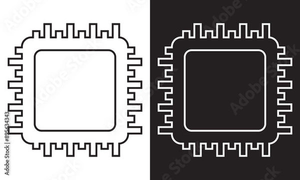 Fototapeta Processor chip vector icon for for graphic design, mobile app, ui,  logo, web site, social media, vector illustration.   isolated on white and black background. EPS 10