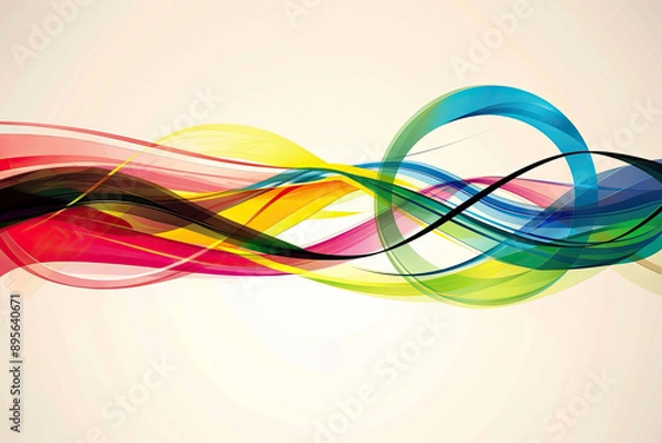 Fototapeta Design a striking and clean background with wavy rainbow lines symbolizing the Olympic Games
