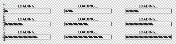 Obraz Loading Bar Icon Set - Vector Illustrations Isolated On Transparent Background