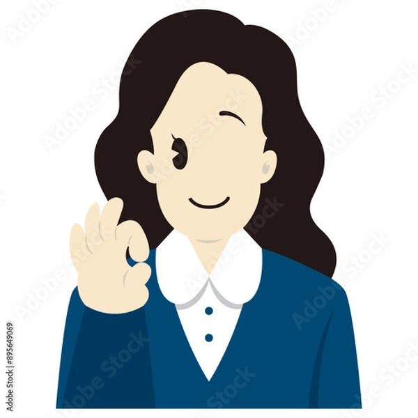 Obraz OKサインを出すビジネスパーソンの女性　おしゃれなベクターイラスト
