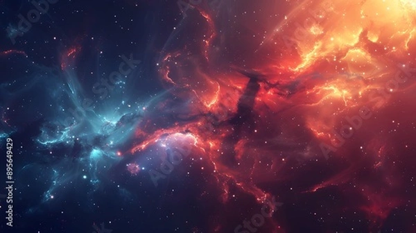 Obraz Abstract Cosmic Scene: An abstract background depicting a cosmic scene with stars, nebulae, and galaxies.
