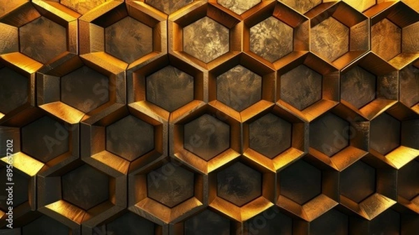 Fototapeta Golden Honeycomb Pattern