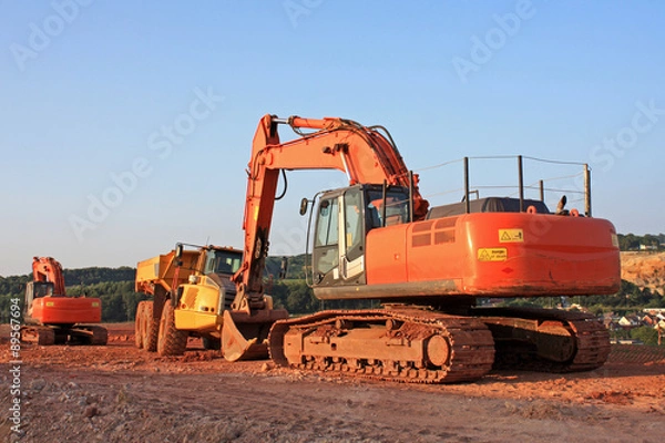 Fototapeta Digger on a construction site