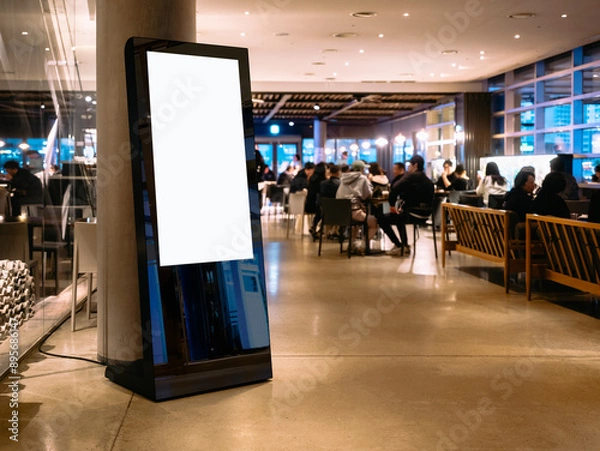 Fototapeta Blank signboard screen display Indoor Public building information