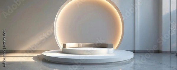 Fototapeta Elegant 3D style of a circular podium stand, minimalist style product presentation.