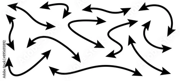 Obraz Doddle arrow set. Black arrow icons set. Vector illustration PNG.