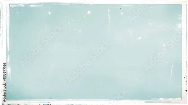 Fototapeta Retro poster texture with white frame surrounding blank blue green 