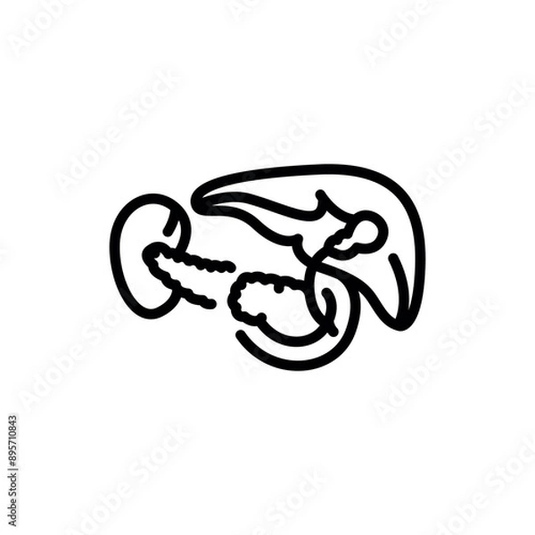 Fototapeta Pancreatectomy black line icon. Operations on the abdominal cavity.