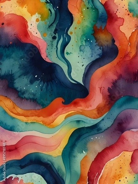 Obraz Vibrant Abstract Watercolor Painting with Flowing Colors
