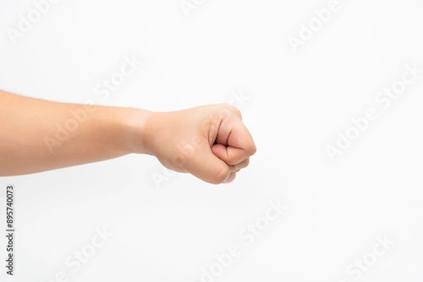 Obraz Extended Hand Gesture On White Background