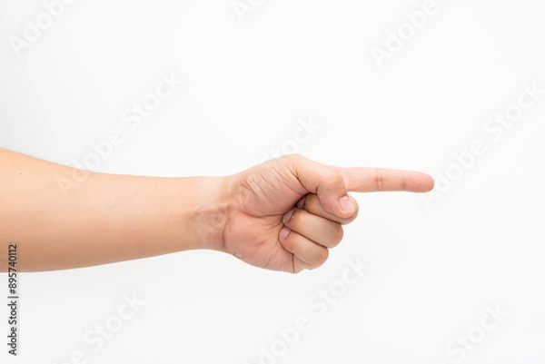 Obraz Extended Hand Gesture On White Background