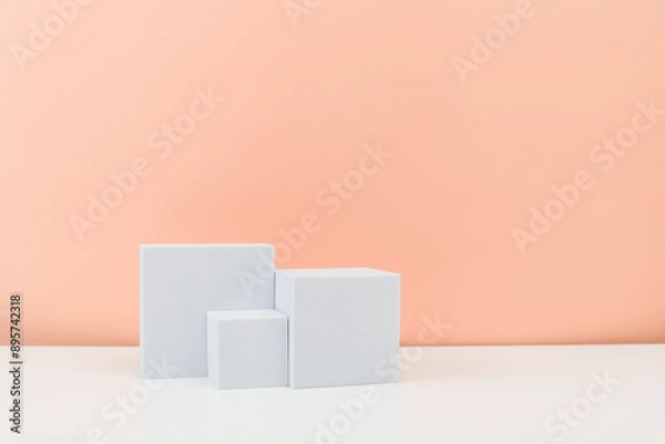 Obraz Minimalist White Geometric Shapes on a Plain Background