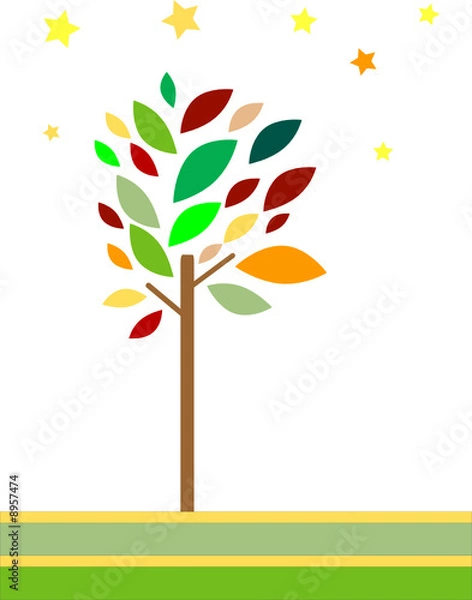 Fototapeta albero con foglie e stelo