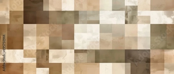 Fototapeta Repeating squares, neutral earth tones, flat design illustration