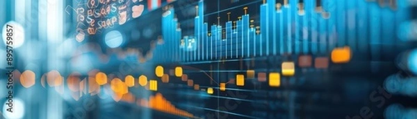 Fototapeta Graph showcasing investment returns and portfolio trends, with modern, datafocused design elements