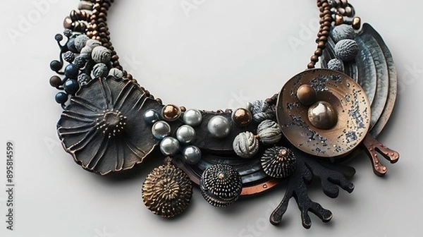 Obraz A statement necklace with mixed textures and materials