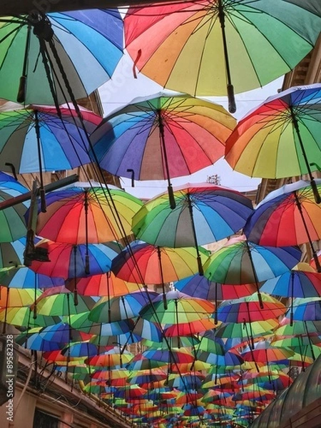 Fototapeta multicolored umbrellas, Bucharest, Romania