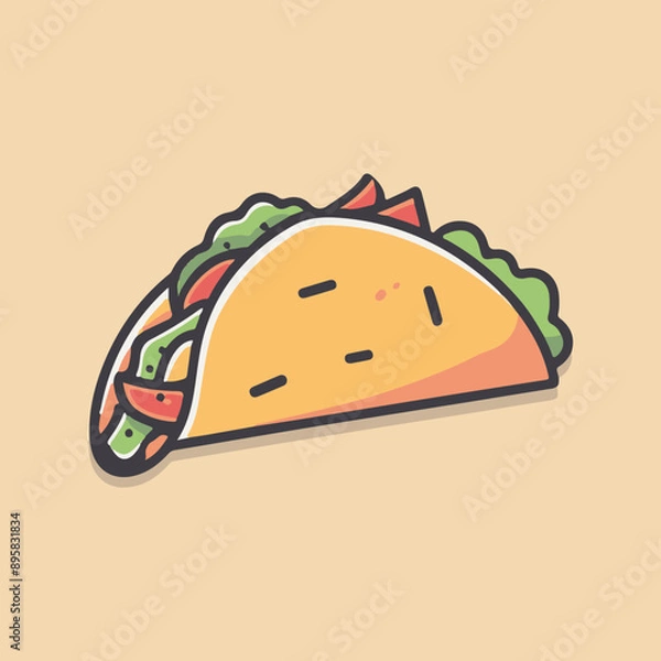 Obraz Colorful Vector Taco Illustration with Fresh Ingredients
