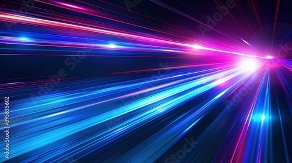 Fototapeta Vibrant Cosmic Speed Blur: A Futuristic Light Beam Explosion