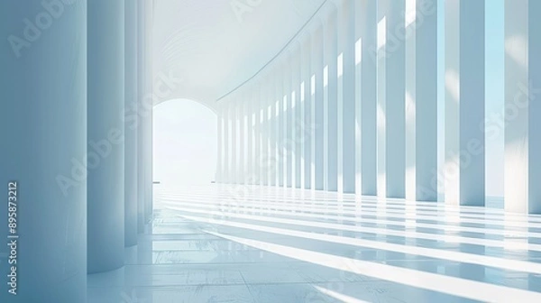 Fototapeta Serene Minimalist Architectural Corridor with Soft Natural Light