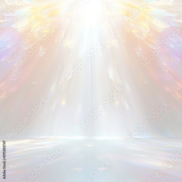 Fototapeta 抽象的な白背景と様々な色の光線