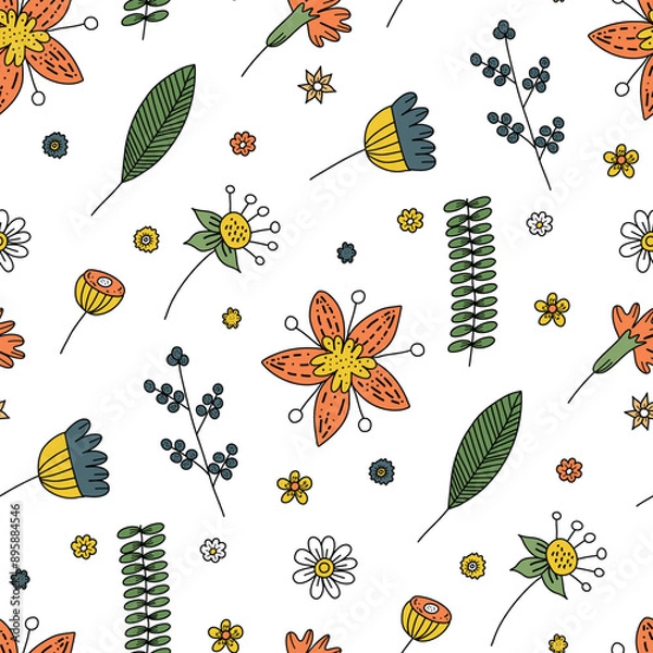Obraz Floral vibrant vector seamless pattern