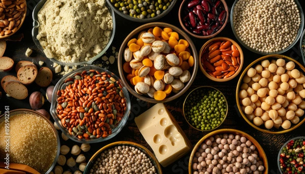 Fototapeta Exploring Animal and Plant Protein Sources