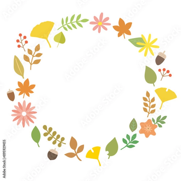 Fototapeta 秋の植物イラストフレーム