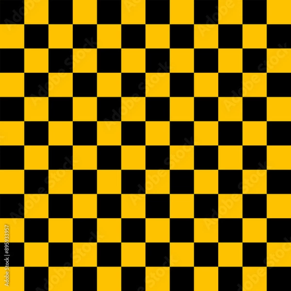 Obraz checkered yellow black pattern for transparent background, check tile square black white pattern