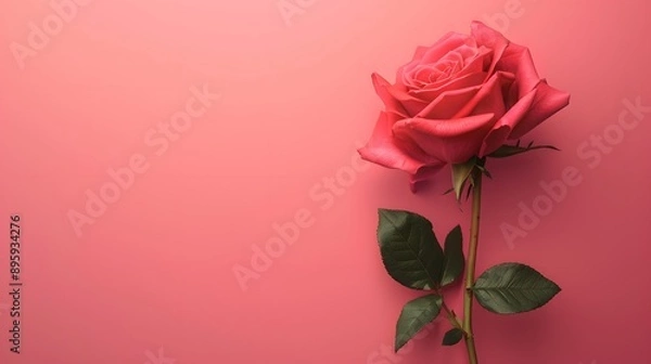 Obraz red rose pink background
