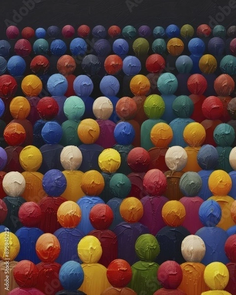 Fototapeta Colorful crowds, showcasing lively and varied representations of gatherings in artistic expressions.