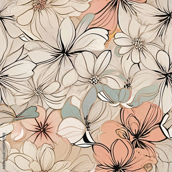 Obraz Seamless floral pattern for textile