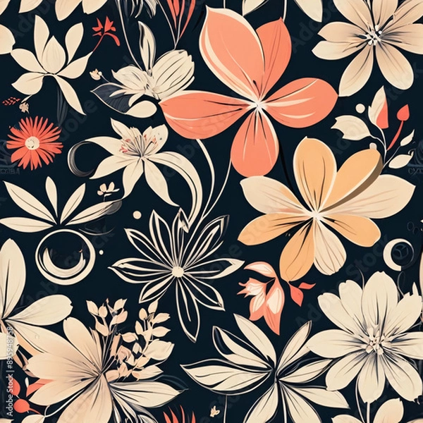 Obraz Seamless floral pattern for textile