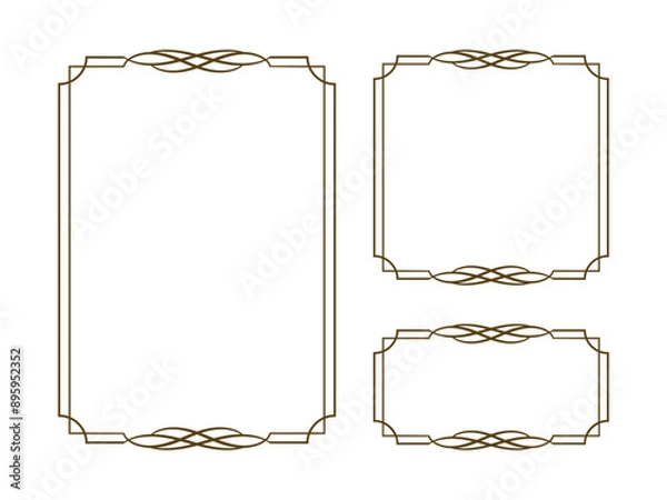 Obraz レトロなラインアートのベクターフレームセット