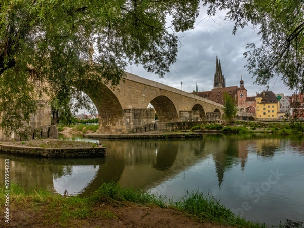 Fototapeta Rosenheim confluence of the Danube, Naab and Regen rivers, Upper Palatinate, Bavaria, Germany