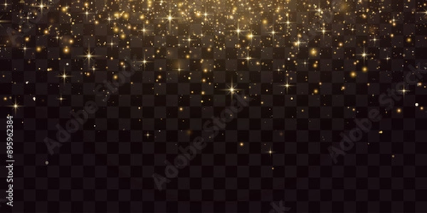 Fototapeta Vector magical light dust, dusty shine. Flying particles of light. Christmas light effect. Sparkling particles of fairy dust glow in transparent background. Vector illustration on png