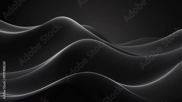 Fototapeta black wave lines abstract background design
