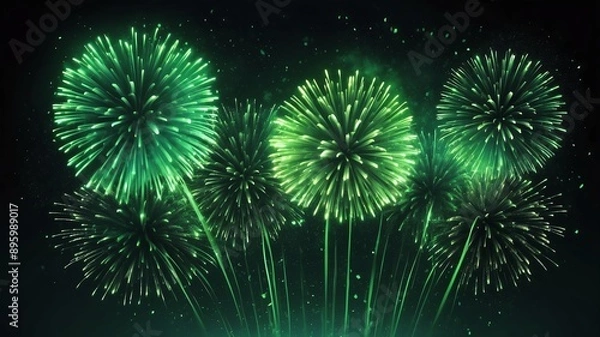 Fototapeta green fireworks burst abstract background design