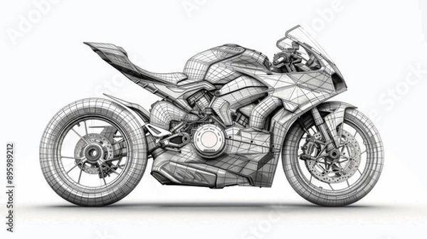 Obraz Wireframe Render of a Ducati Motorcycle