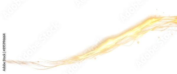 Fototapeta Golden wave effect, sparkle, light, isolate on transparent background, cutout, png